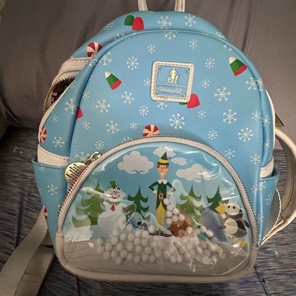 Loungefly Kids Light Blue Holiday Snow Scene Mini Backpack